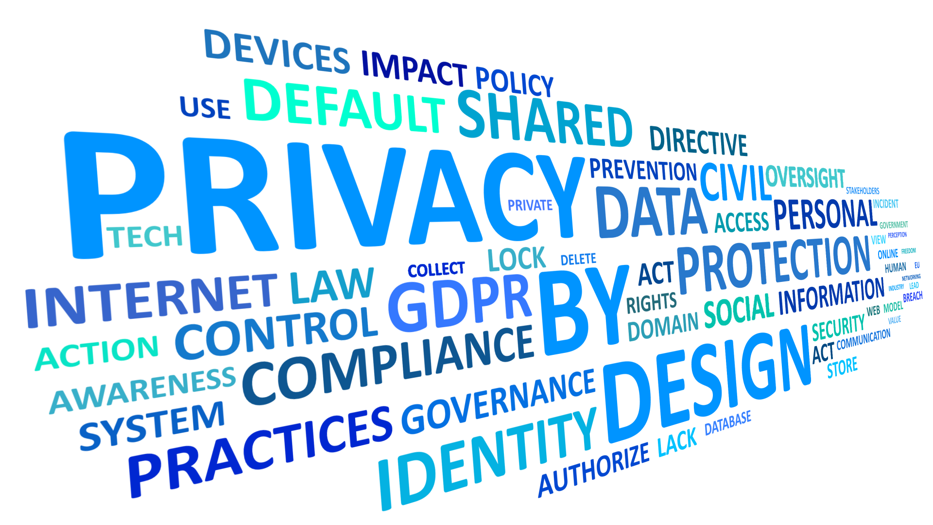Main image on the home page consisting of bundled privacy related terms as words